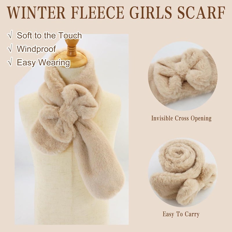 YATANAM Girls Scarf Fuzzy Fleece Kids Scarves Winter Warm Scarf Toddler Adjustable Soft Neck Warmer - Image 3
